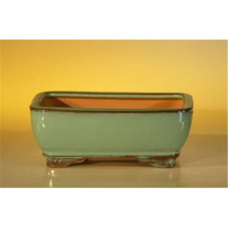 Paisaje 6.125 x 5 x 2.125 in. Green Ceramic Bonsai Pot - Rectangle PA2529806